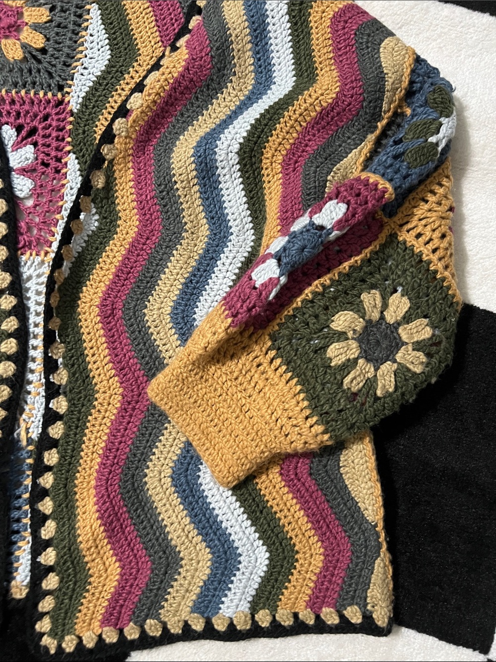 Multi-Color Crochet Patchwork Cardigan Sweater - Women - Picture 4 of 5